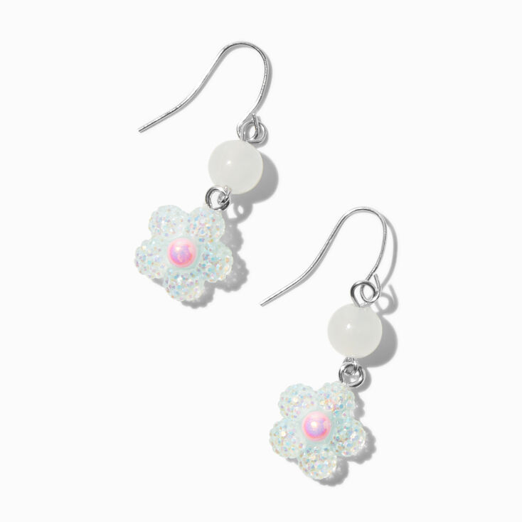 UV Color-Changing White Daisy Drop Earrings,