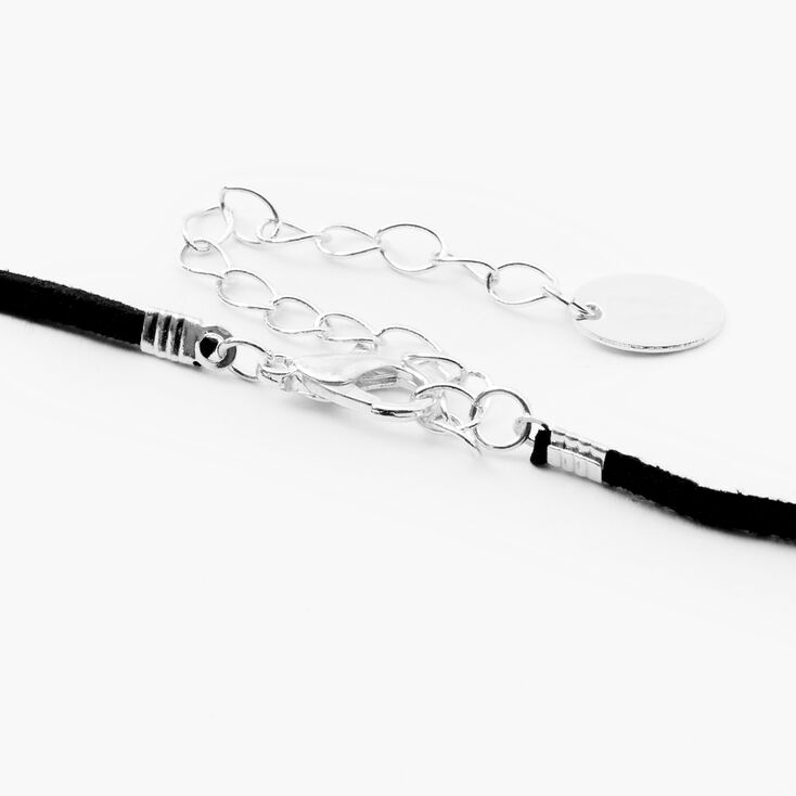 Collier &agrave; pendentif d&rsquo;humeur ovale en cordon en filigrane couleur argent&eacute;e - Noir,