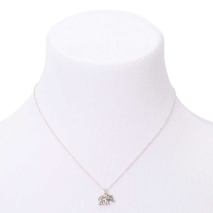 Silver Elephant Pendant Necklace,