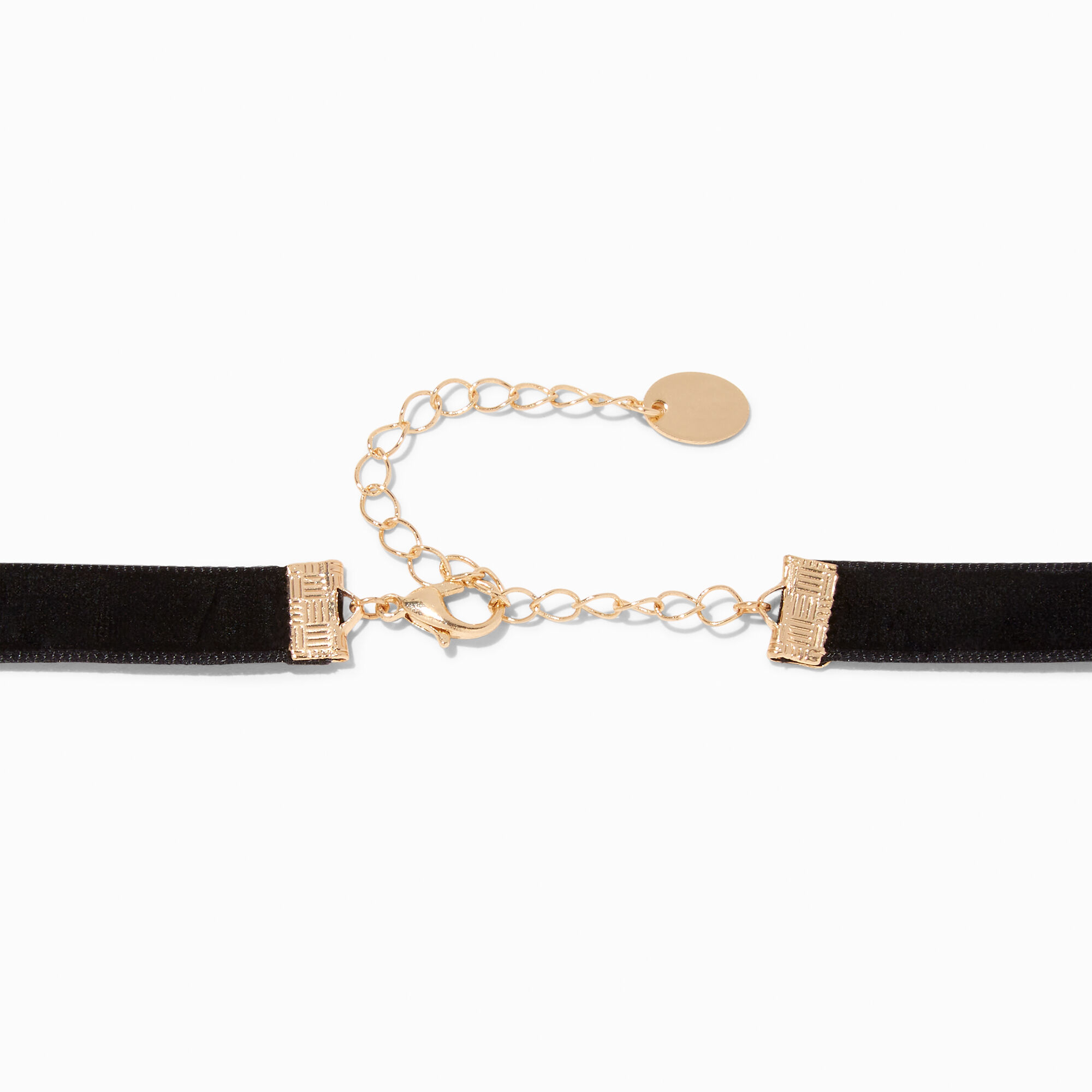 Gold Pearl Pendant Black Velvet Choker Necklace,