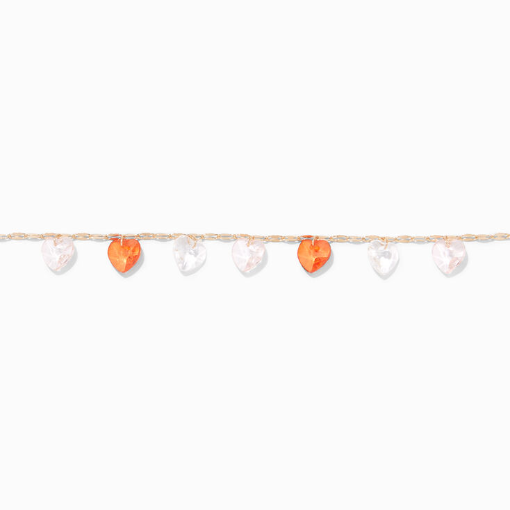 Gemstone Heart Charms Choker Necklace,