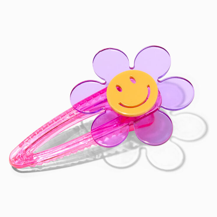 Smiling Purple Daisy Snap Hair Clip,