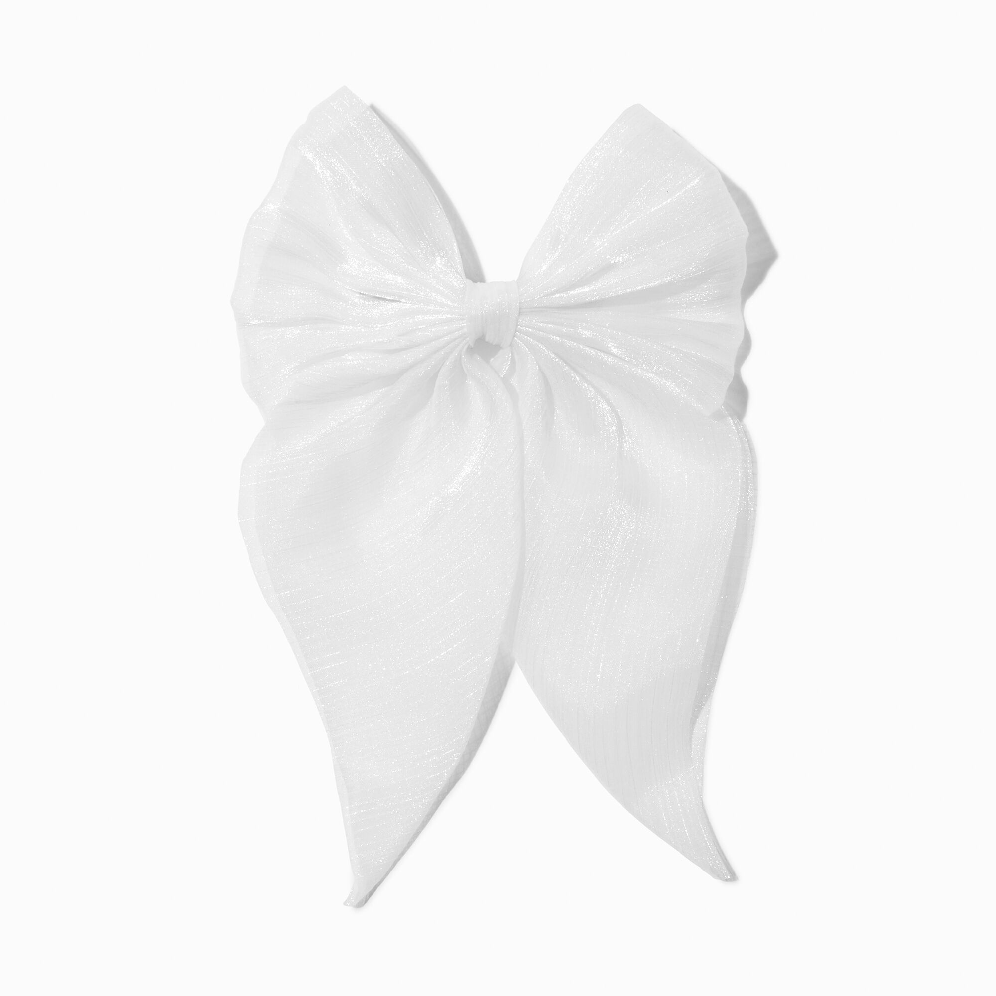 Barrette à nœud en tissu extra-fin blanc,