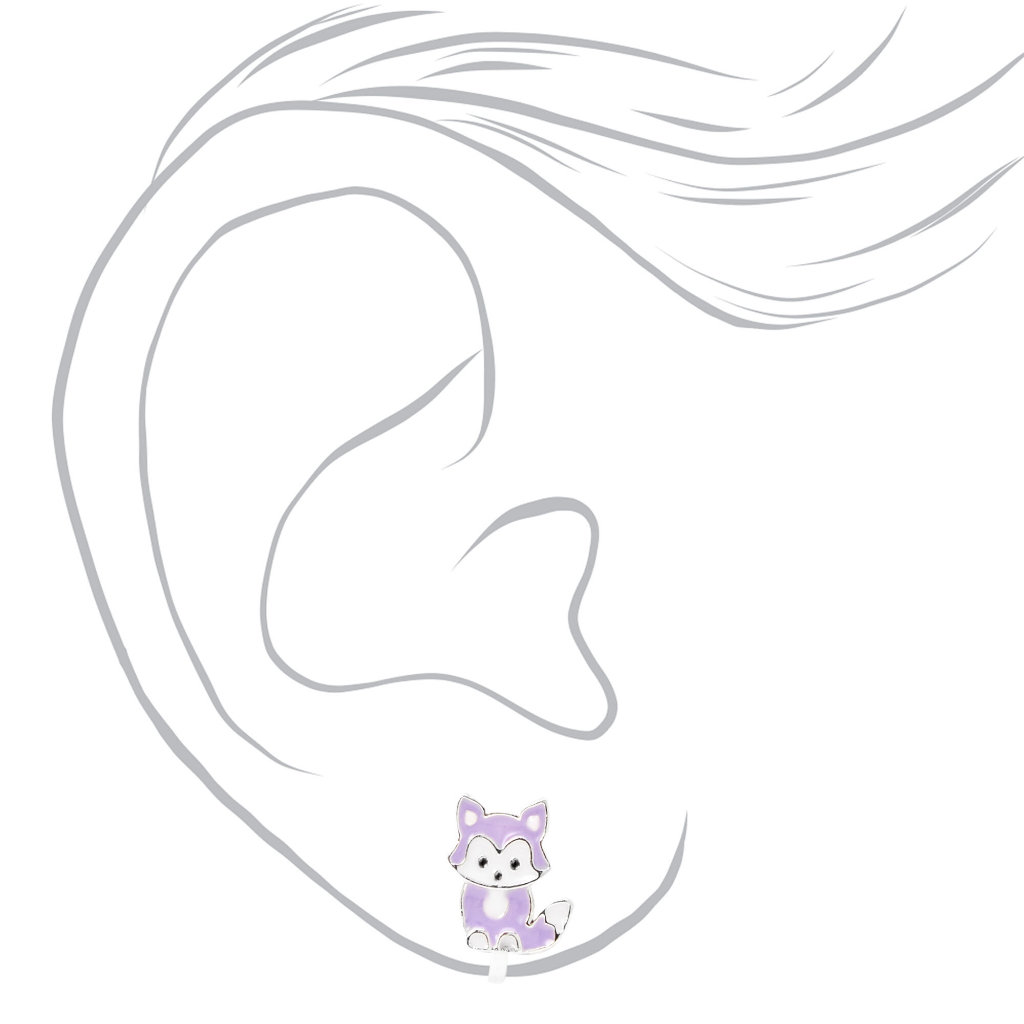 Boucles d'oreilles à clip renards violets pastel,