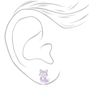 Boucles d&#39;oreilles &agrave; clip renards violets pastel,