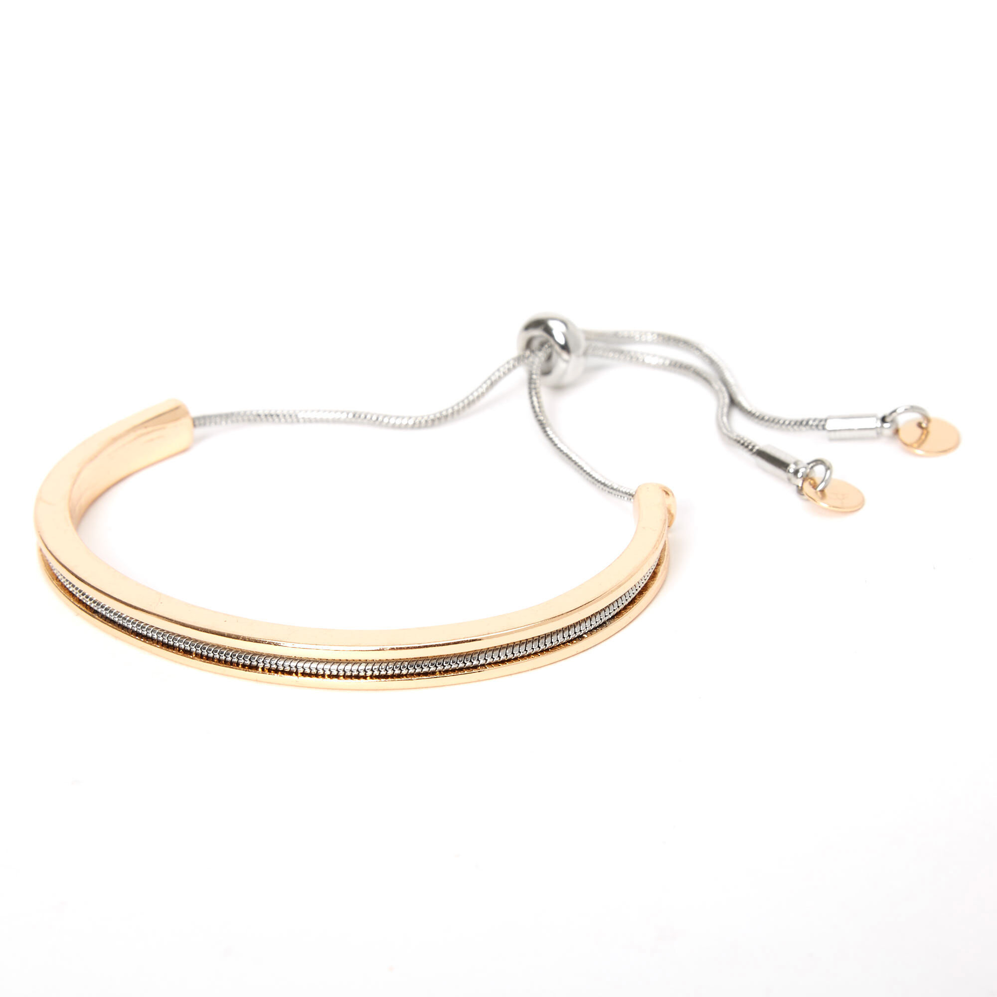 Mixed Metal Disc Bolo Cuff Bracelet,