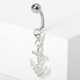 Silver 14G Embellished Anchor Dangle Belly Ring,