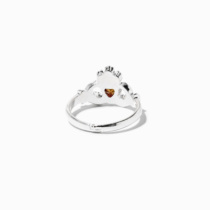 Silver Claddagh Birthstone Ring - November,