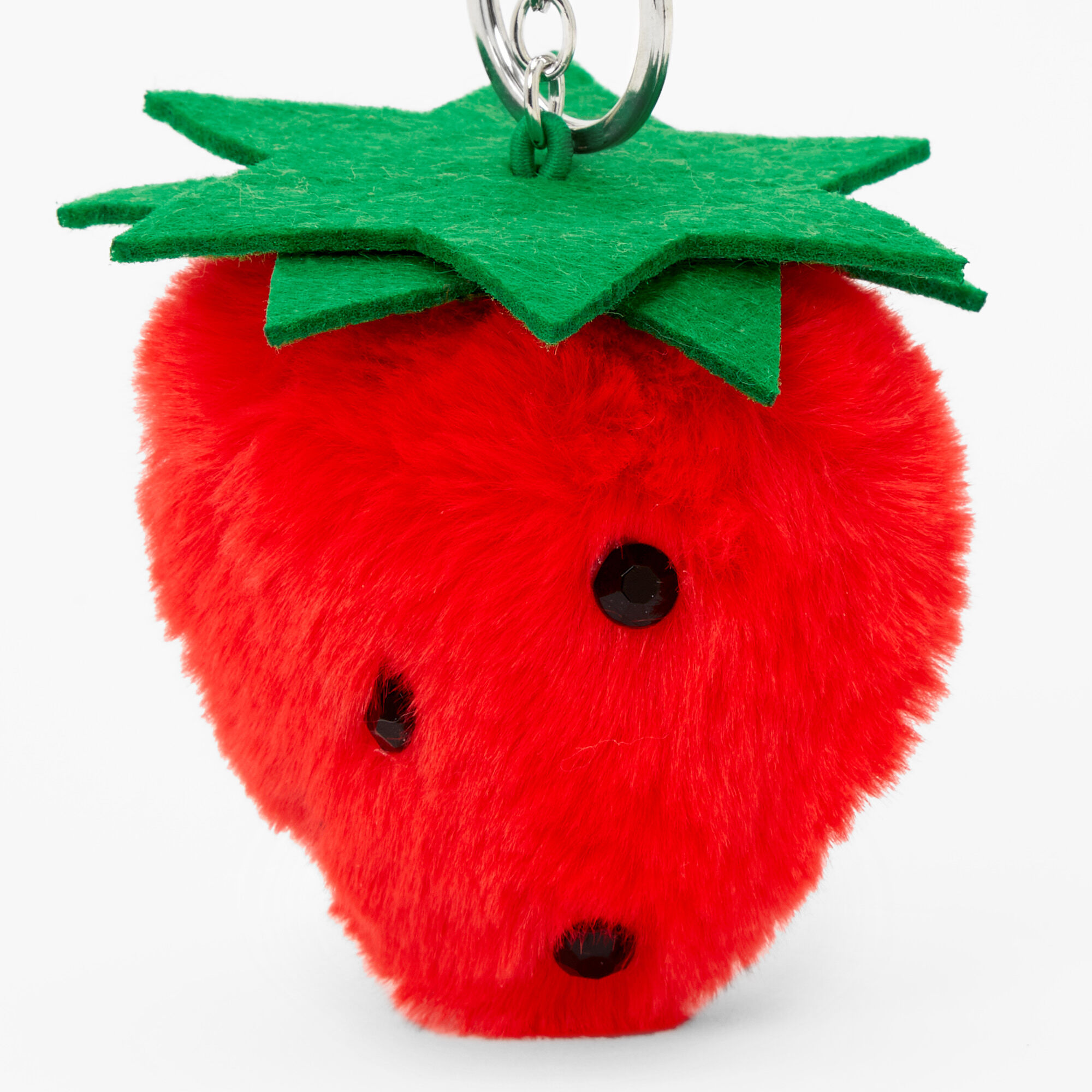 Porte-clés à pompon fraise - Rouge,