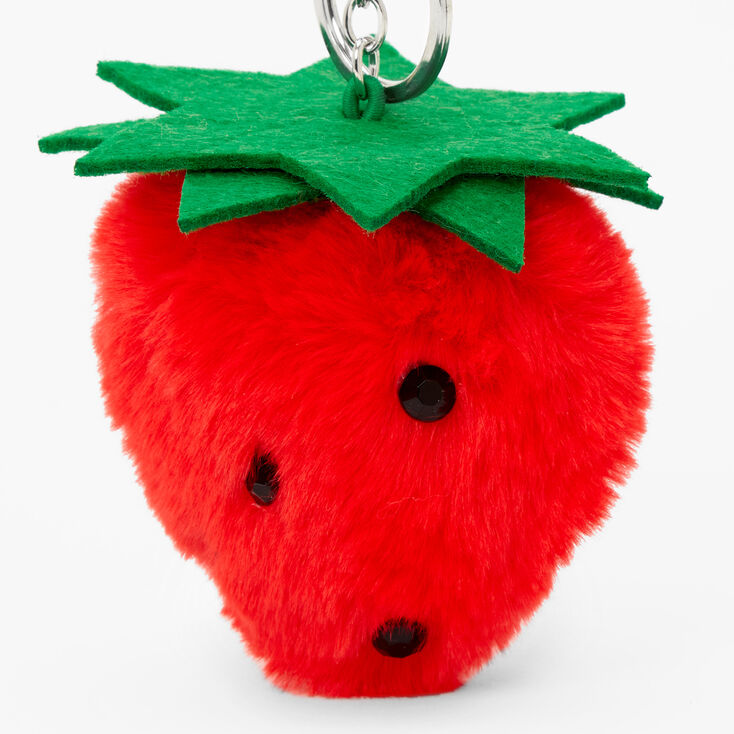 Strawberry Pom Keychain - Red,