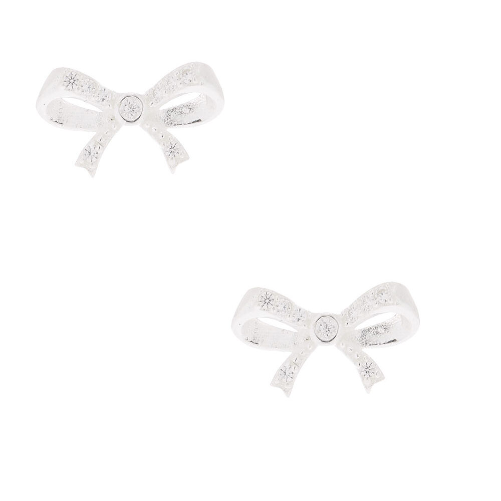 Sterling silver cheap bow earrings