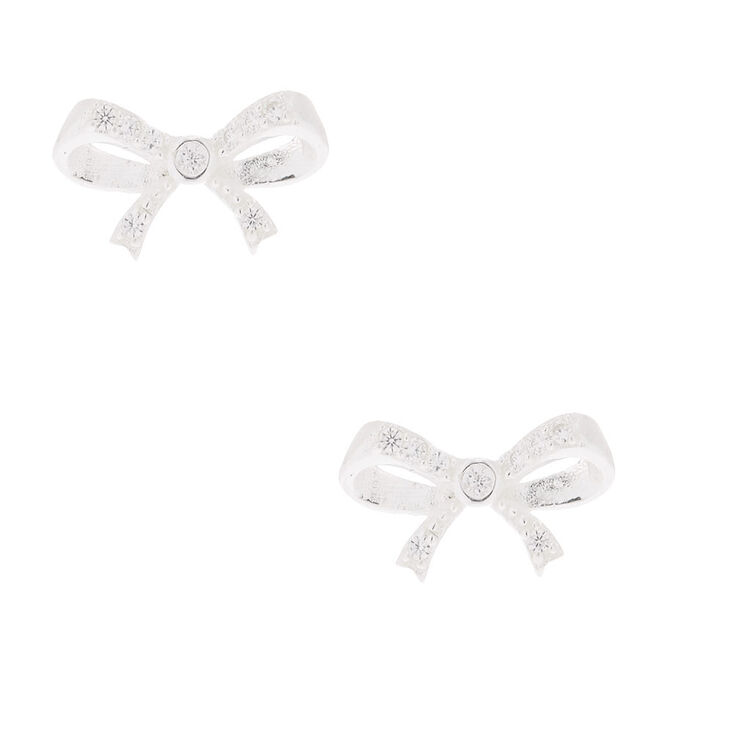Claire's Clous d'oreille avec nœud couleur argenté