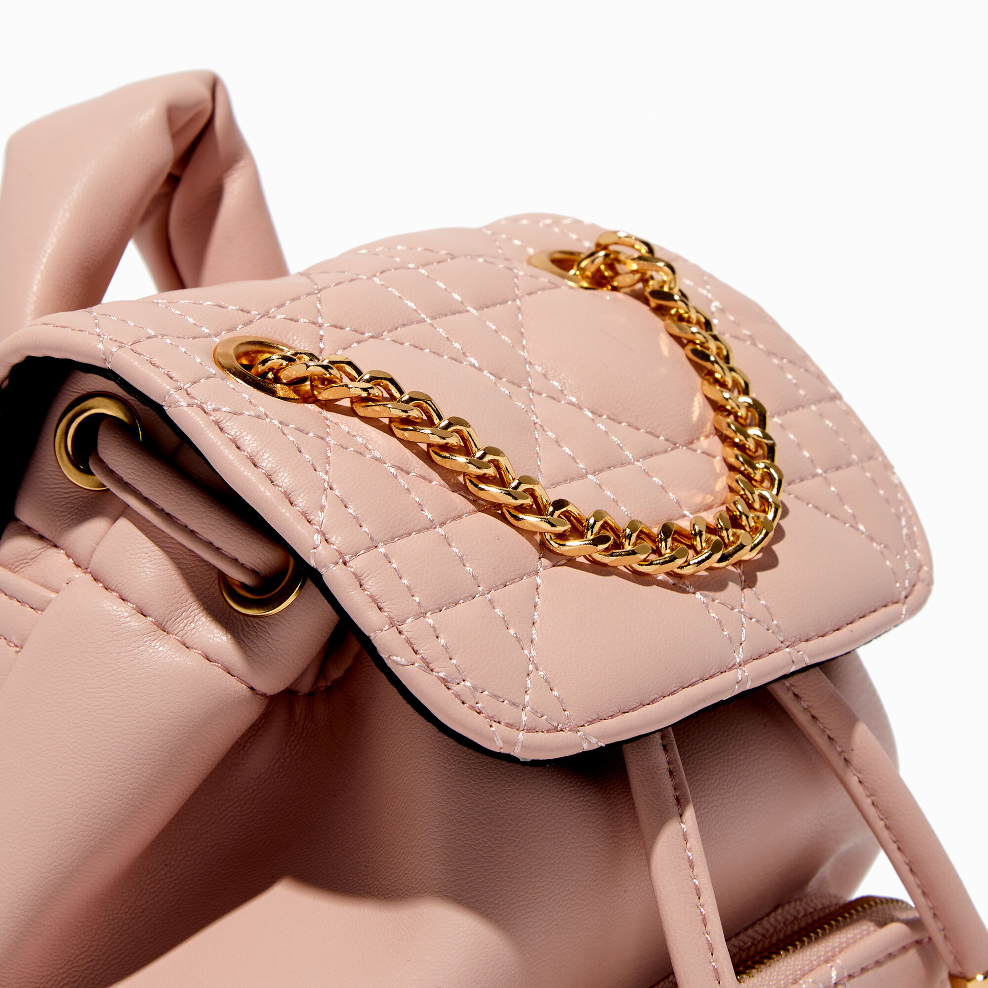 Mauve Pink Quilted Small Backpack Claire s