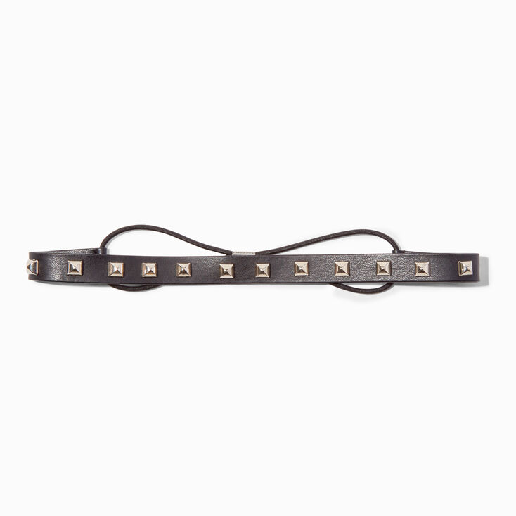 Faux Leather Spiked Black Headwrap,