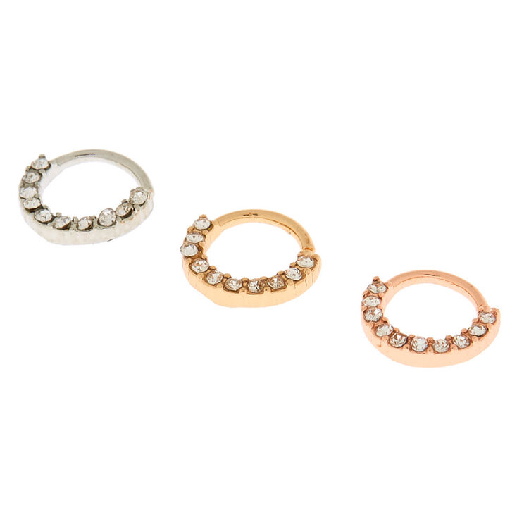 Mixed Metal 20G Mini Cartilage Hoop Earrings - 3 Pack,