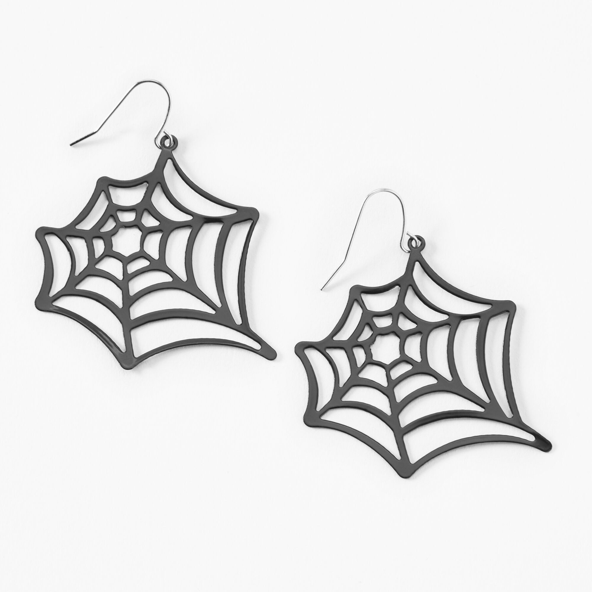 Black 2" Large Web Drop Earrings,
