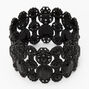 Jet Black Rhinestone Wide Stretch Bracelet,