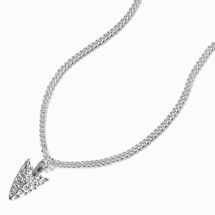 Silver-tone Hammered Arrowhead Pendant Necklace ,