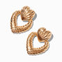Gold-tone Ridged Heart Doorknocker 1.5&quot; Drop Earrings ,