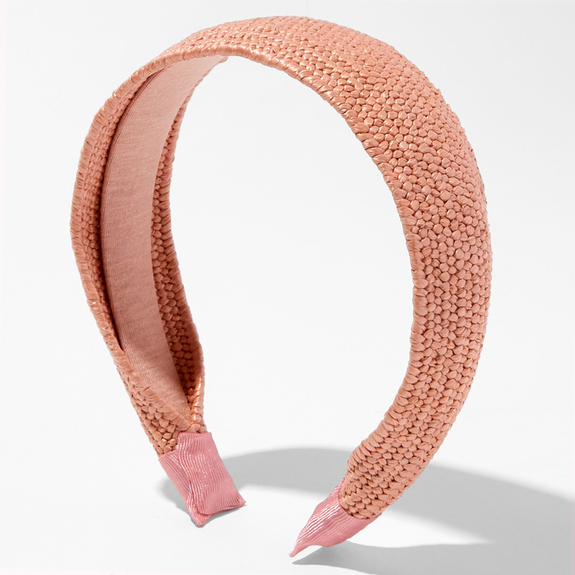 View Claires Woven Raffia Wide Headband Blush Pink information