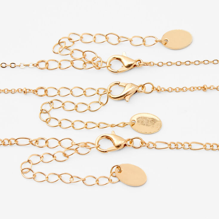 Gold &amp; Pink Beads &amp; Shell Charms Choker Necklaces - 3 Pack,