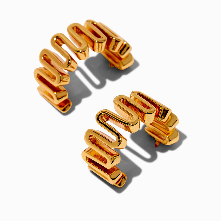 C LUXE by Claire&#39;s 18k Yellow Gold Plated Squiggle Hoop Earrings,