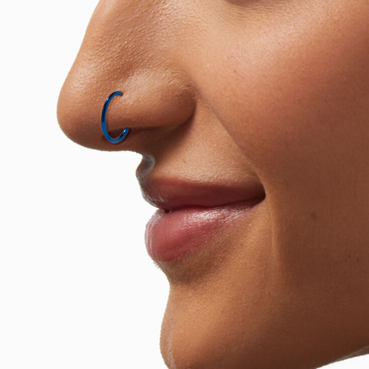 Titanium 18G Blue Mixed Nose Hoops - 3 Pack,