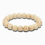 Bracelet &eacute;lastique billes motif craquel&eacute; - Cr&egrave;me,