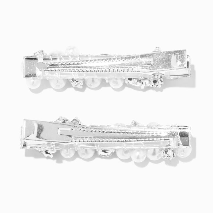 Silver Crystal &amp; Pearl Bobby Pins - 2 Pack,