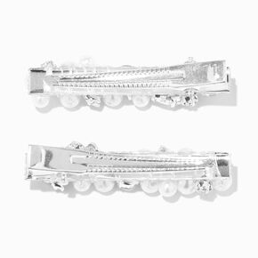 Silver-tone Crystal &amp; Pearl Bobby Pins - 2 Pack,