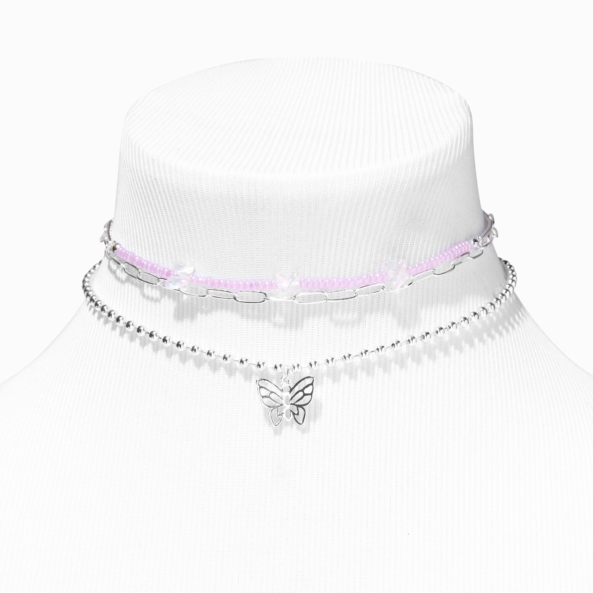 Silver butterfly cheap choker necklace