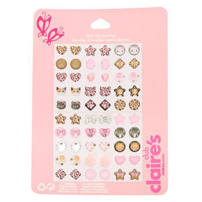 Claire&#39;s Club Cheetah Print Stick-On Earrings - 30 Pack,