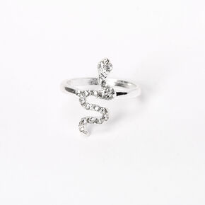 Silver Embellished Snake Midi Ring,