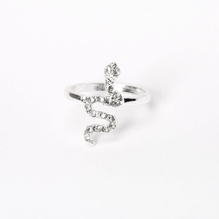 Silver Embellished Snake Midi Ring,