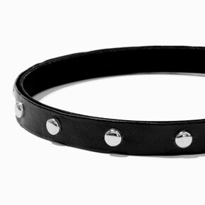 Studded Black Faux Leather Headband,