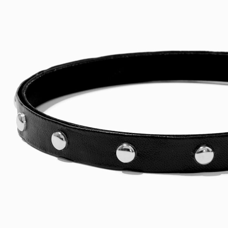 Studded Black Faux Leather Headband,