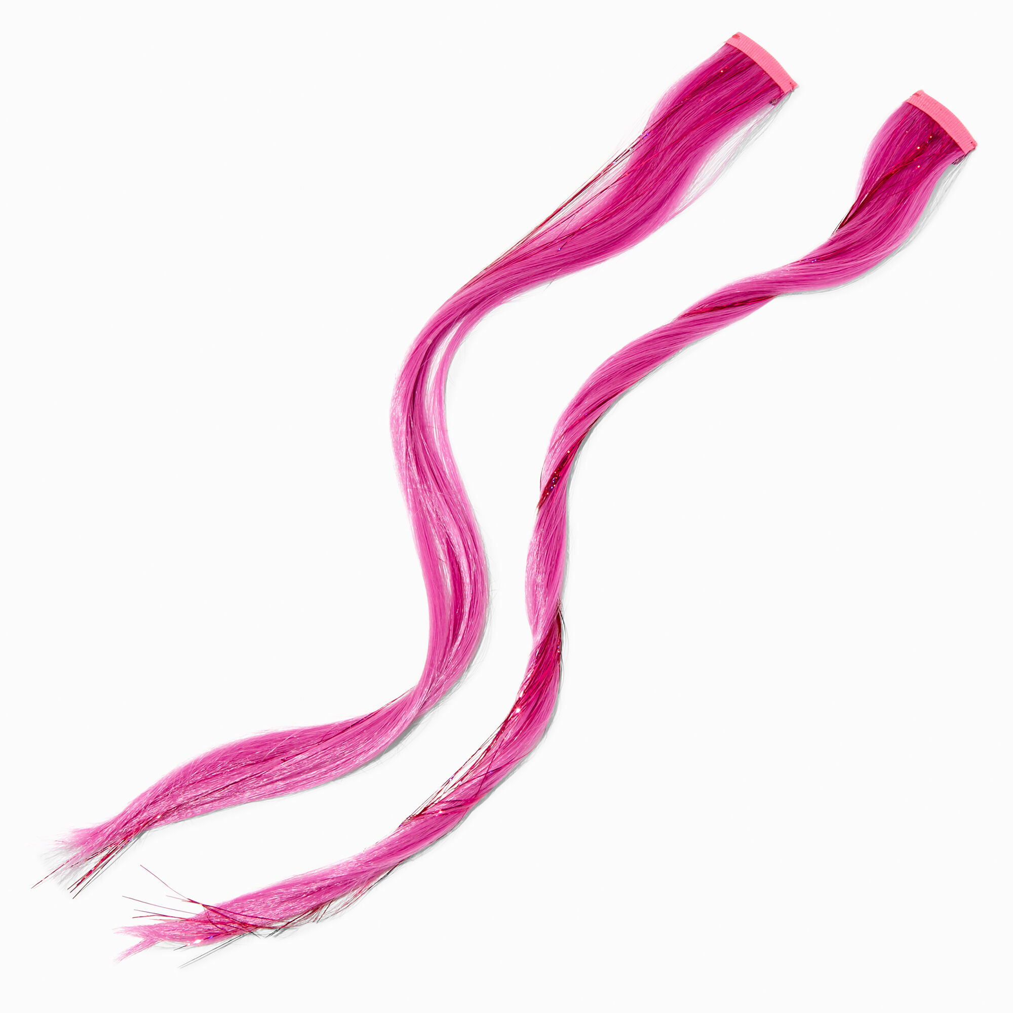 View Claires Tinsel Faux Hair Clip In Extensions 2 Pack Pink information