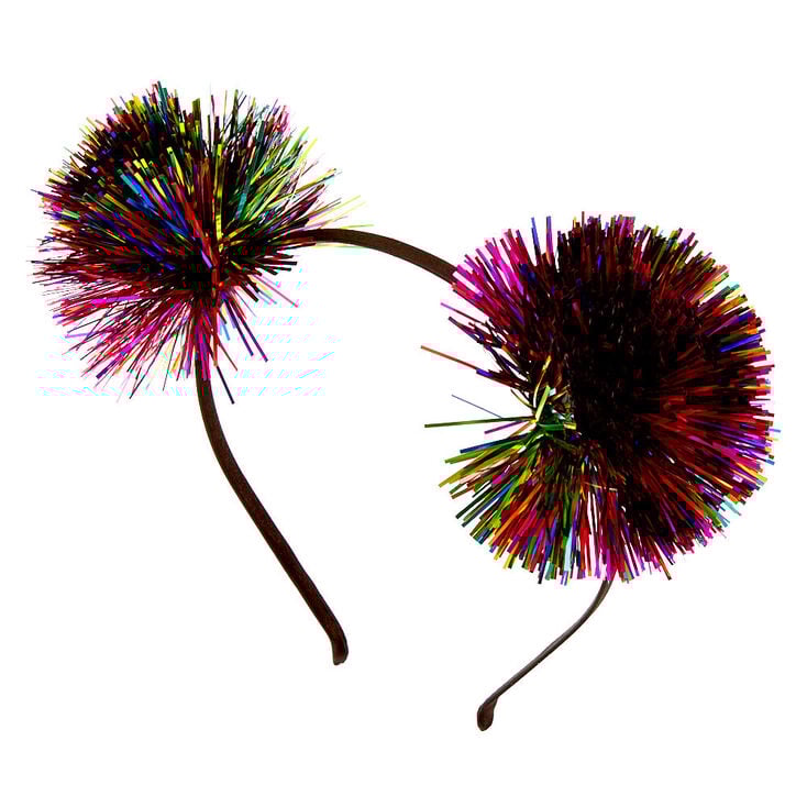 Claire's Serre-tête oreilles à pompons guirlandes arc-en-ciel