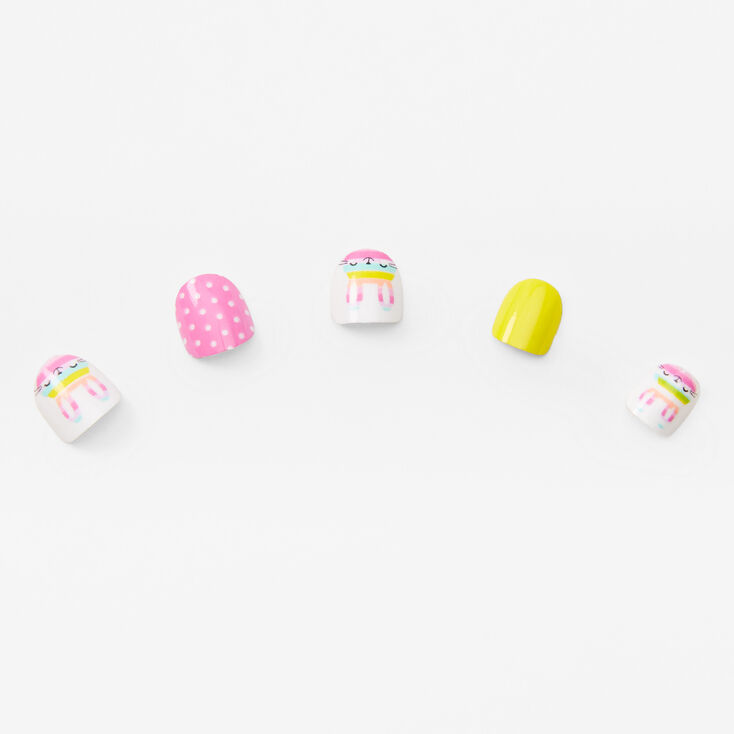 Claire&#39;s Club Bunny &amp; Dot Square Press-On Faux Nail Set - 24 Pack,