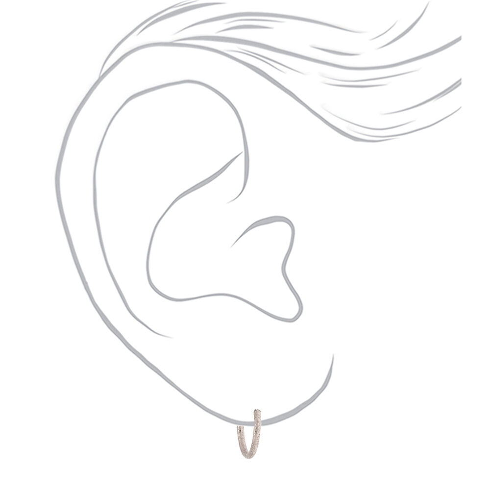 Silver 10MM Sandblasted Hoop Earrings,