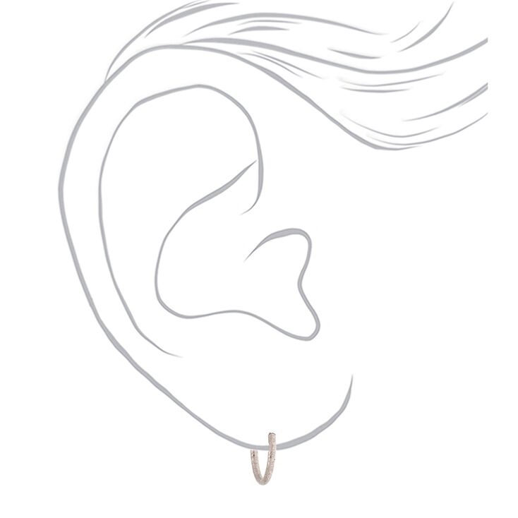 Silver 10MM Sandblasted Hoop Earrings,