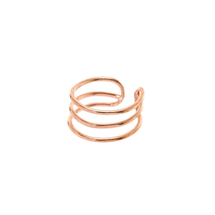 Rose Gold Triple Wire Band Ear Cuff,