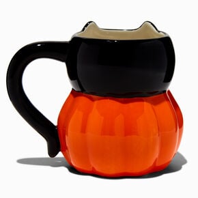 Black Cat &amp; Jack-o-Lantern Ceramic Mug,