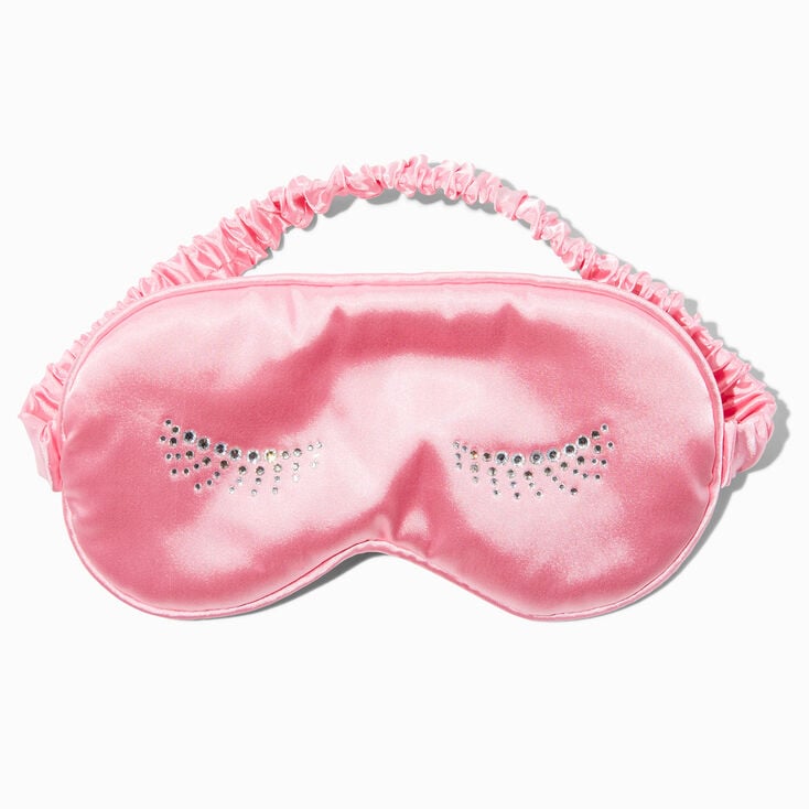 Masque de sommeil en faux satin rose p&acirc;le avec faux cils,