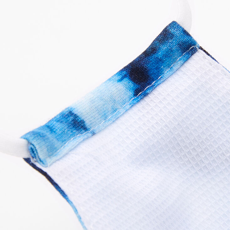 Cotton Blue Tie Dye Print Face Mask - Adult,