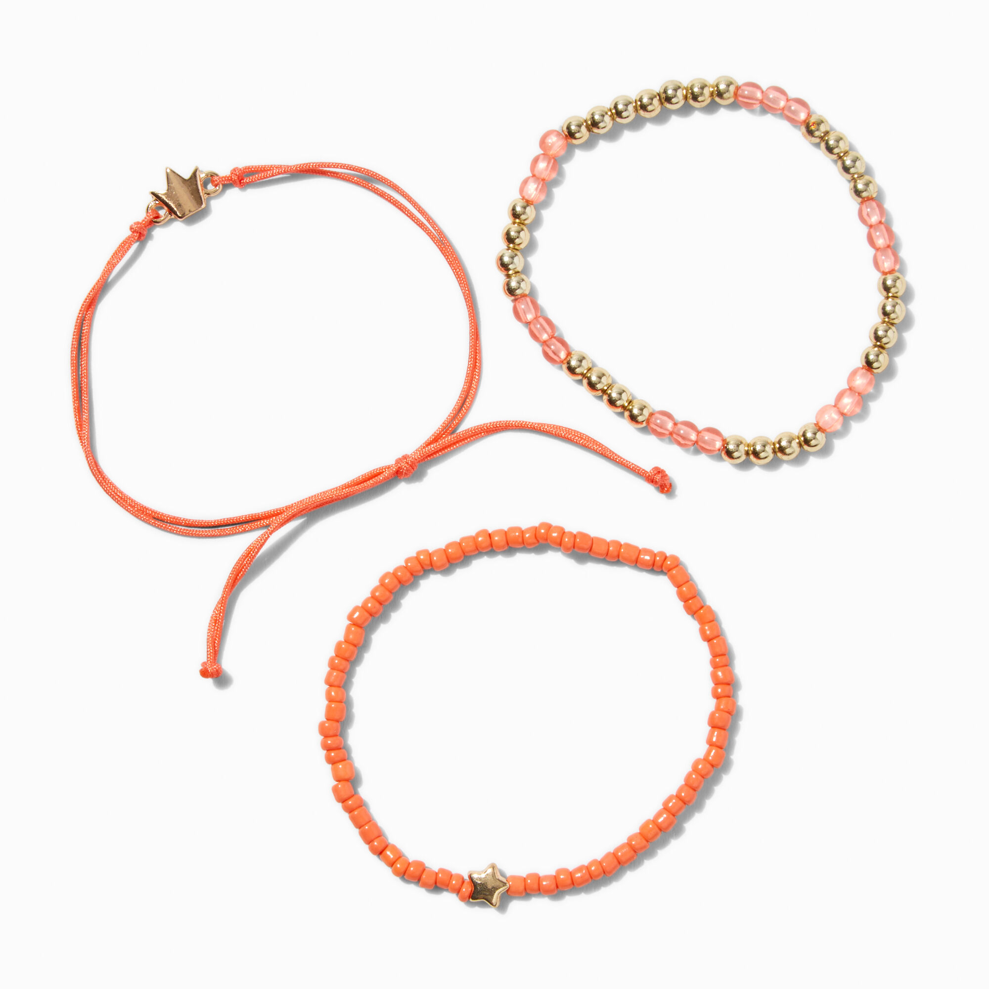 View Claires courage Inspiration Seed Bead Bracelet Set 3 Pack Coral information