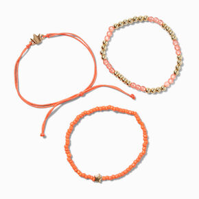 Lot de bracelets en perles de rocaille corail avec le mot &laquo;&nbsp;Courage&nbsp;&raquo; - Lot de 3,