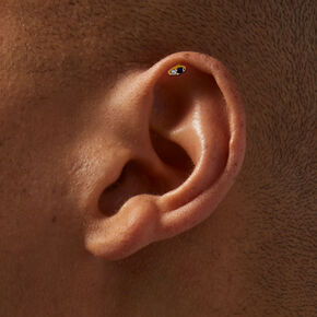 Gold-tone Stainless Steel Mixed Sapphire 16G Threadless Helix Earring - 5 Pack ,