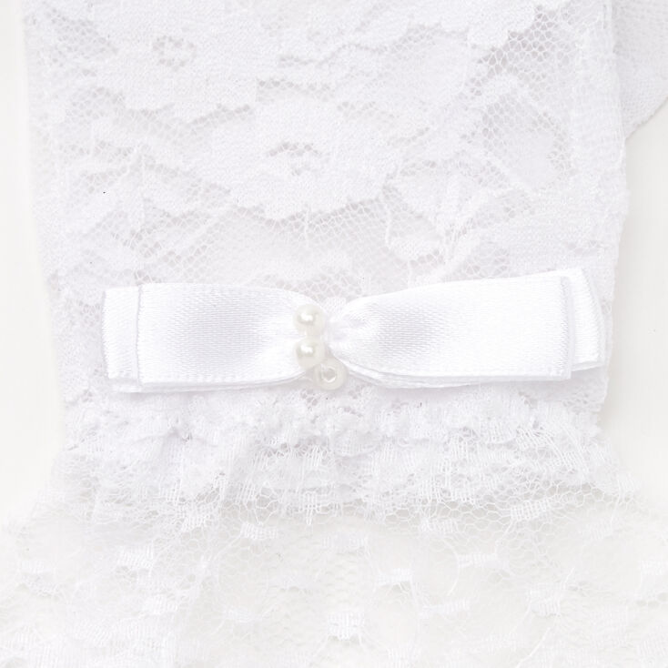 Claire&#39;s Club White Lace Gloves with Bow,