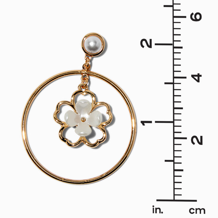 Pearl Flower Gold-tone 2&quot; Drop Earrings ,